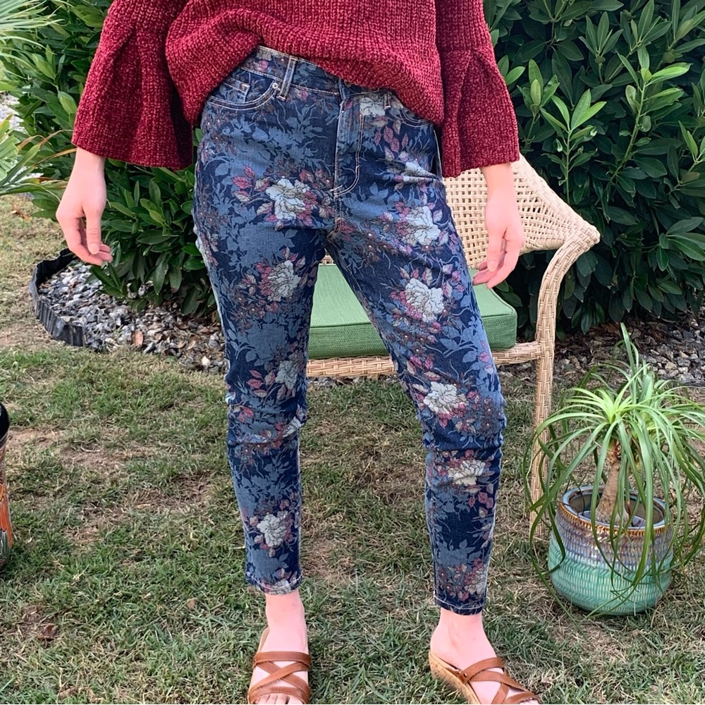New Chaps Floral Stretch Denim Jeans - Picture 9 of 13
